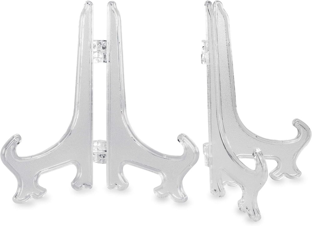 Clear Plastic Easels, 3.5” Mini Display Stands for Light Items – 3 oz Capacit...