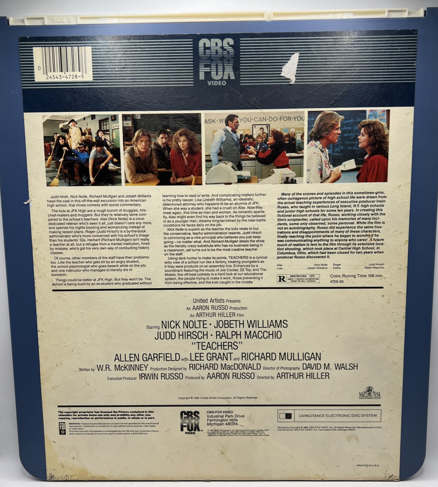 Teachers CBS/FOX Video CED Videodisc
