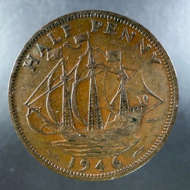 1946 Great Britain Half Penny George VI Bold Design