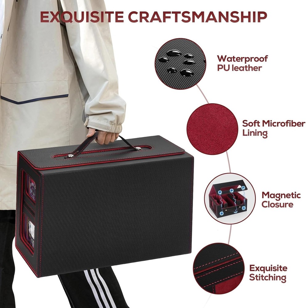 MTG Commander Deck Box - Magnetic Closure & 600+ Card Capacity Storage Case