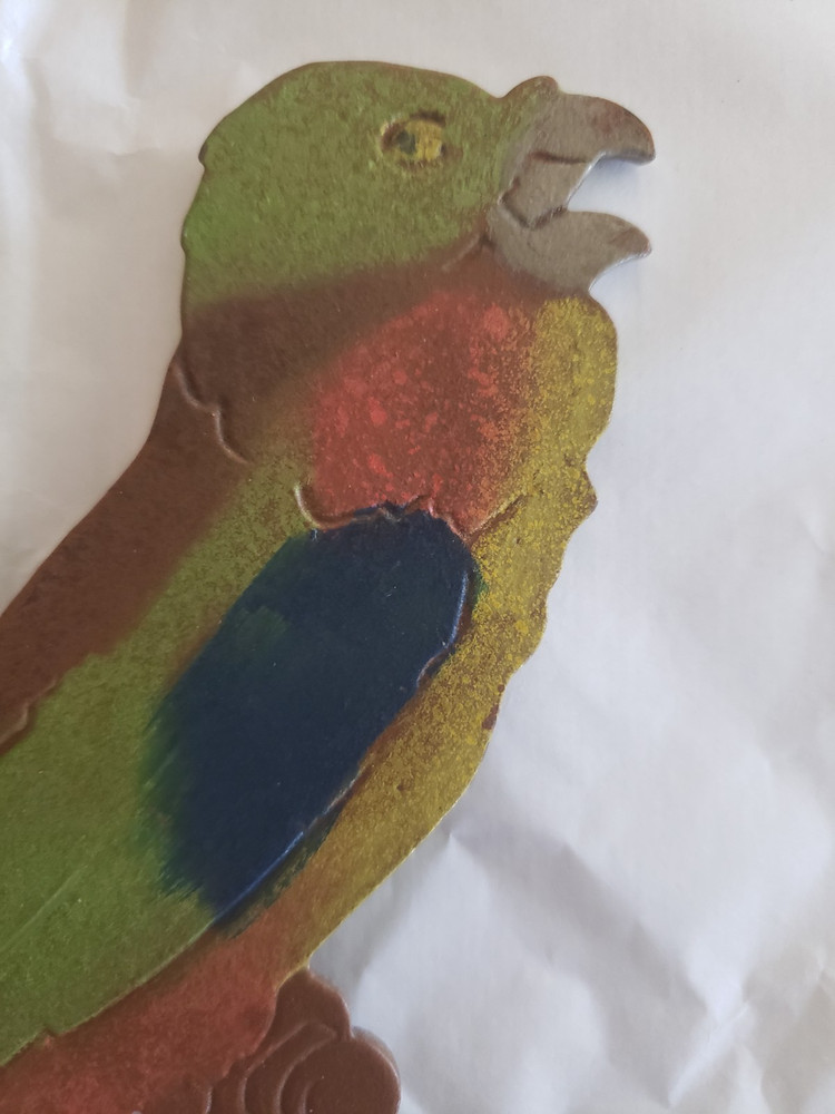 RARE SOLID CAST IRON FOUNDRY MARKED JUDD #928 PARROT ART DECO HANGING HOOK MINT!