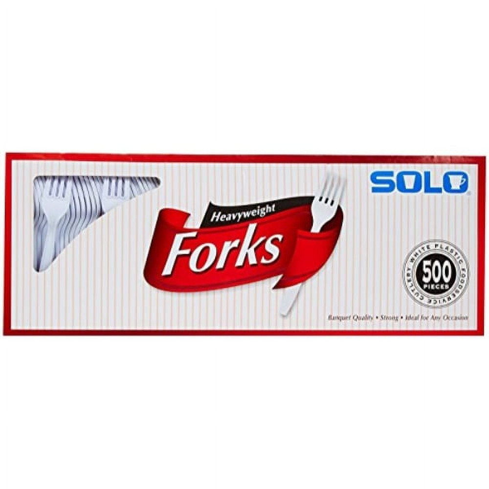 Solo Heavyweight Plastic Fork, White, 500-count