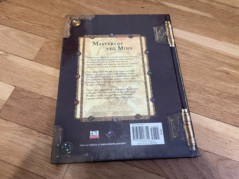 Dungeons & Dragons Psionics Handbook HC D20