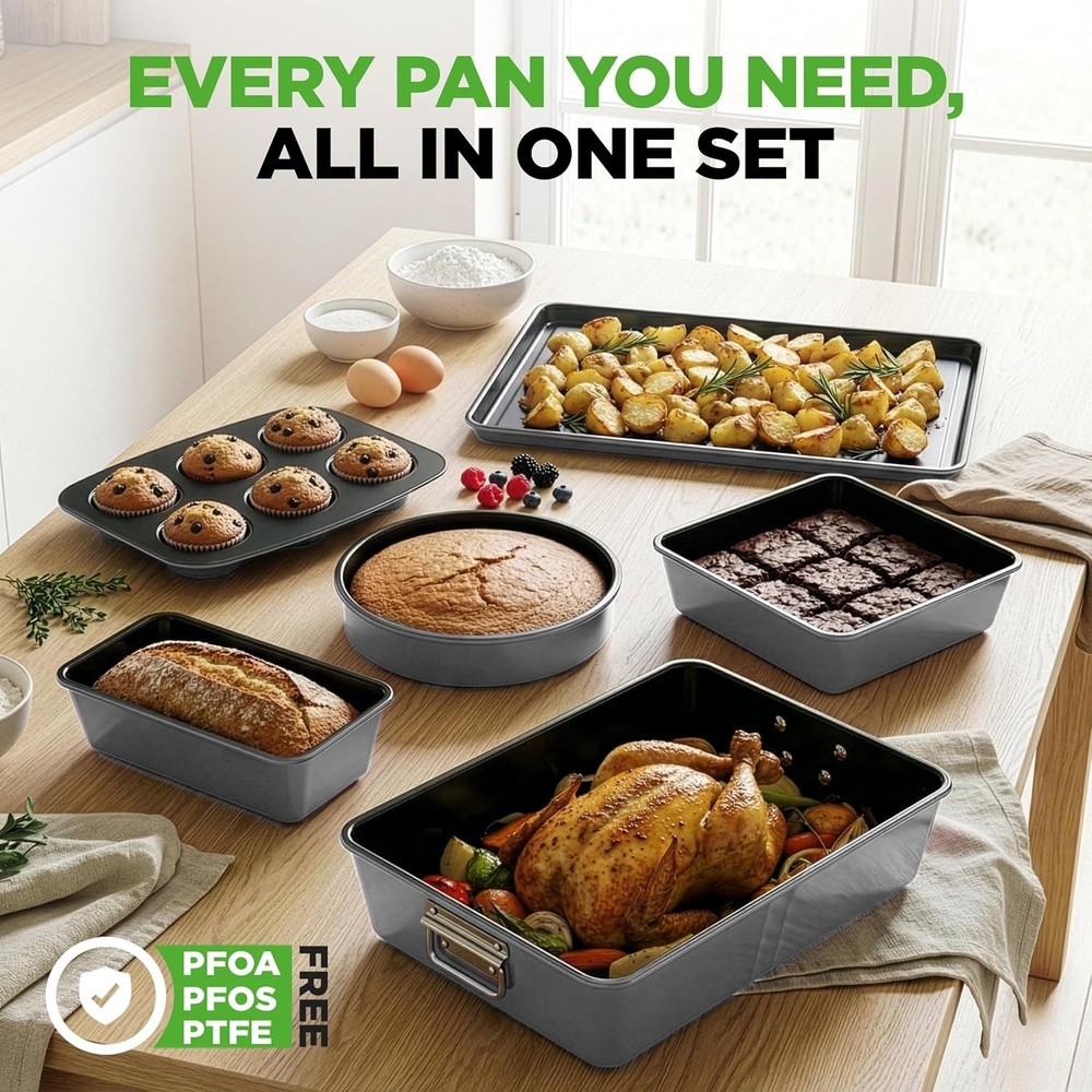 8-Piece Nonstick Stackable Bakeware Set PFOA PFOS PTFE Free Baking Pans Set
