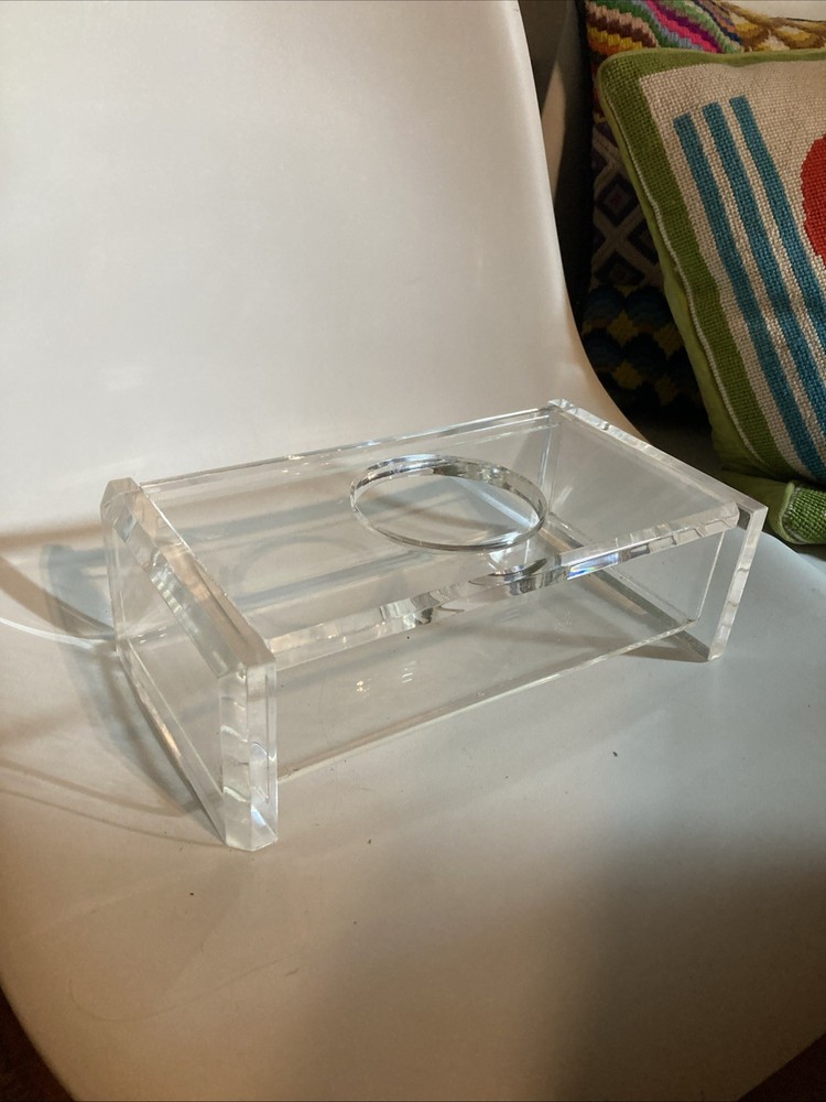 Mid Century Lucite Tissue Box Hinged Top. EUC