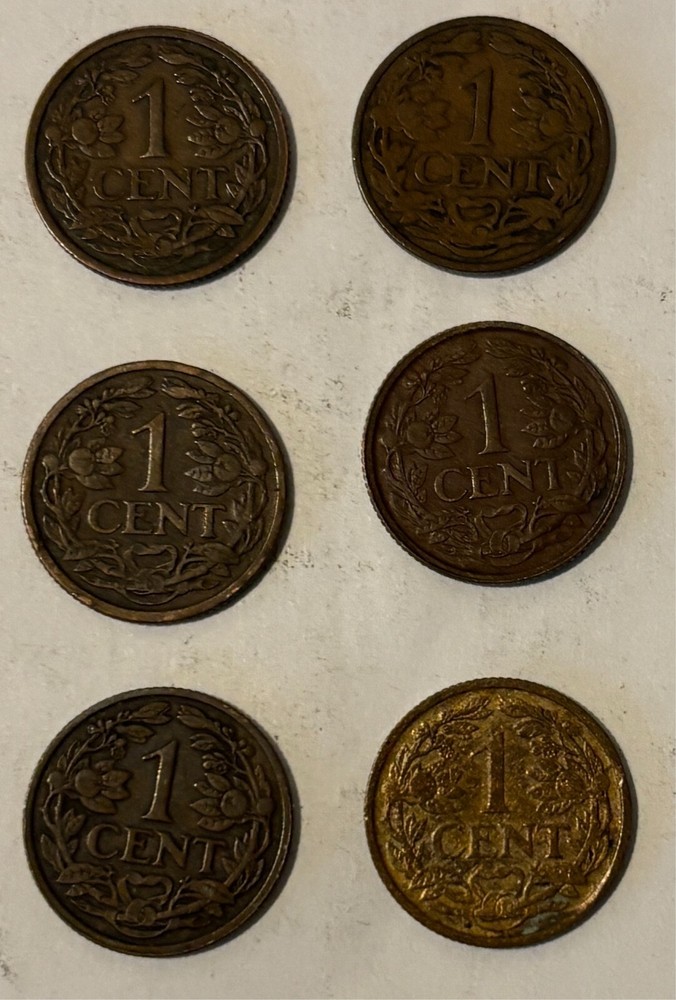 (6) 1910's Netherlands One Cent lot 512