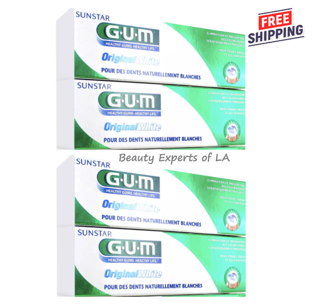 4 PACK Sunstar GUM ORIGINAL White Toothpaste 75ml EXP 05/2027