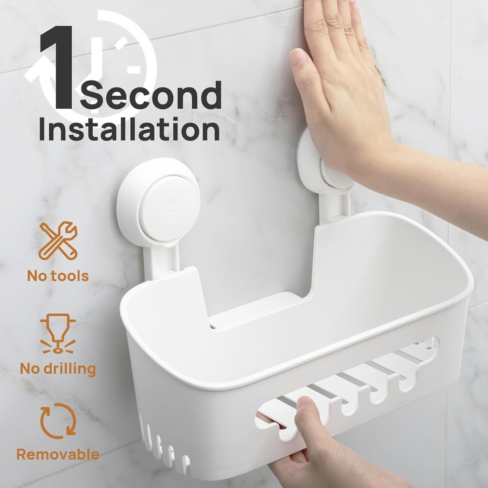 Removable Shower Organizer - Secure Suction Cup Holder for Bath Essentials