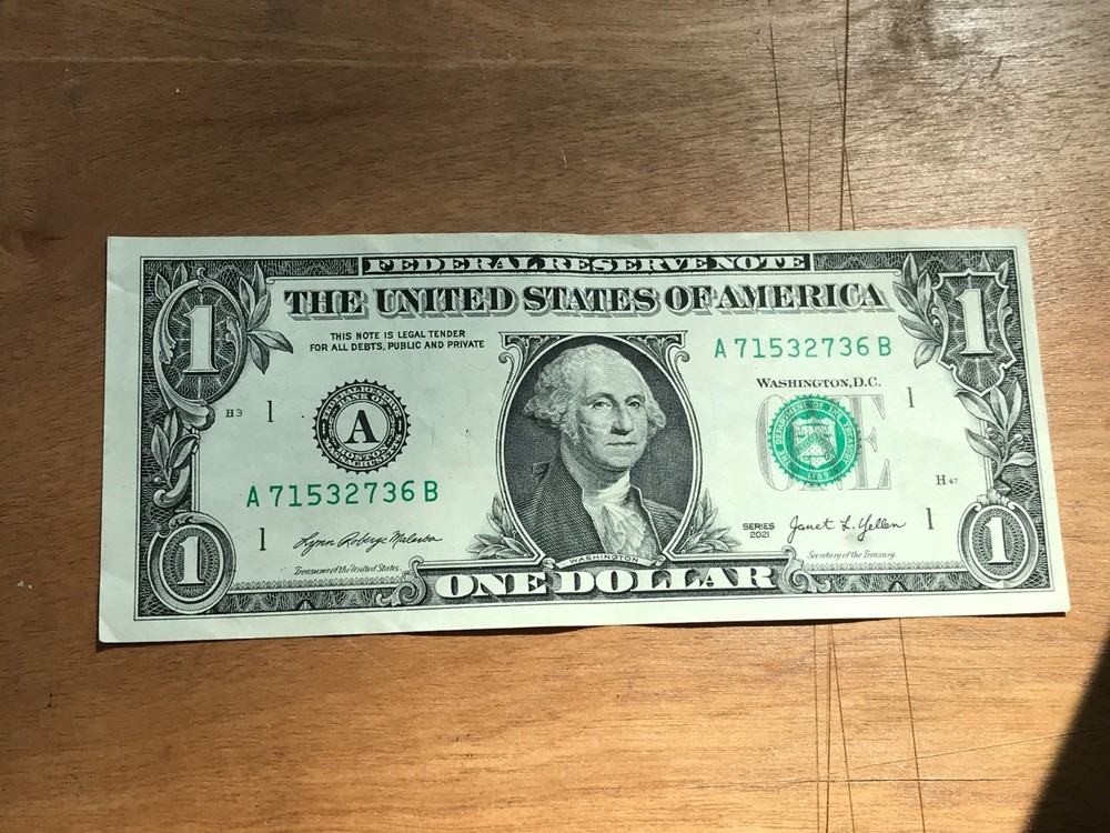 2021 -$1 One Dollar Bill MISALIGNED ERROR/MISCUT