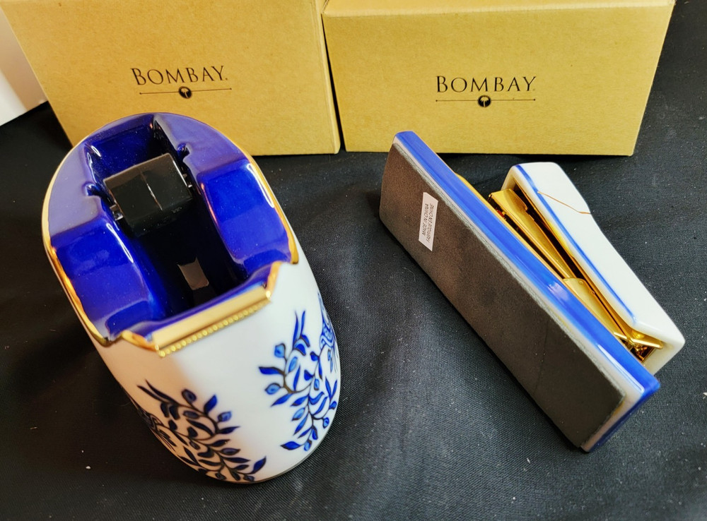 BOMBAY & CO B/W Tape Dispensor & Mini-Stapler **NIB**