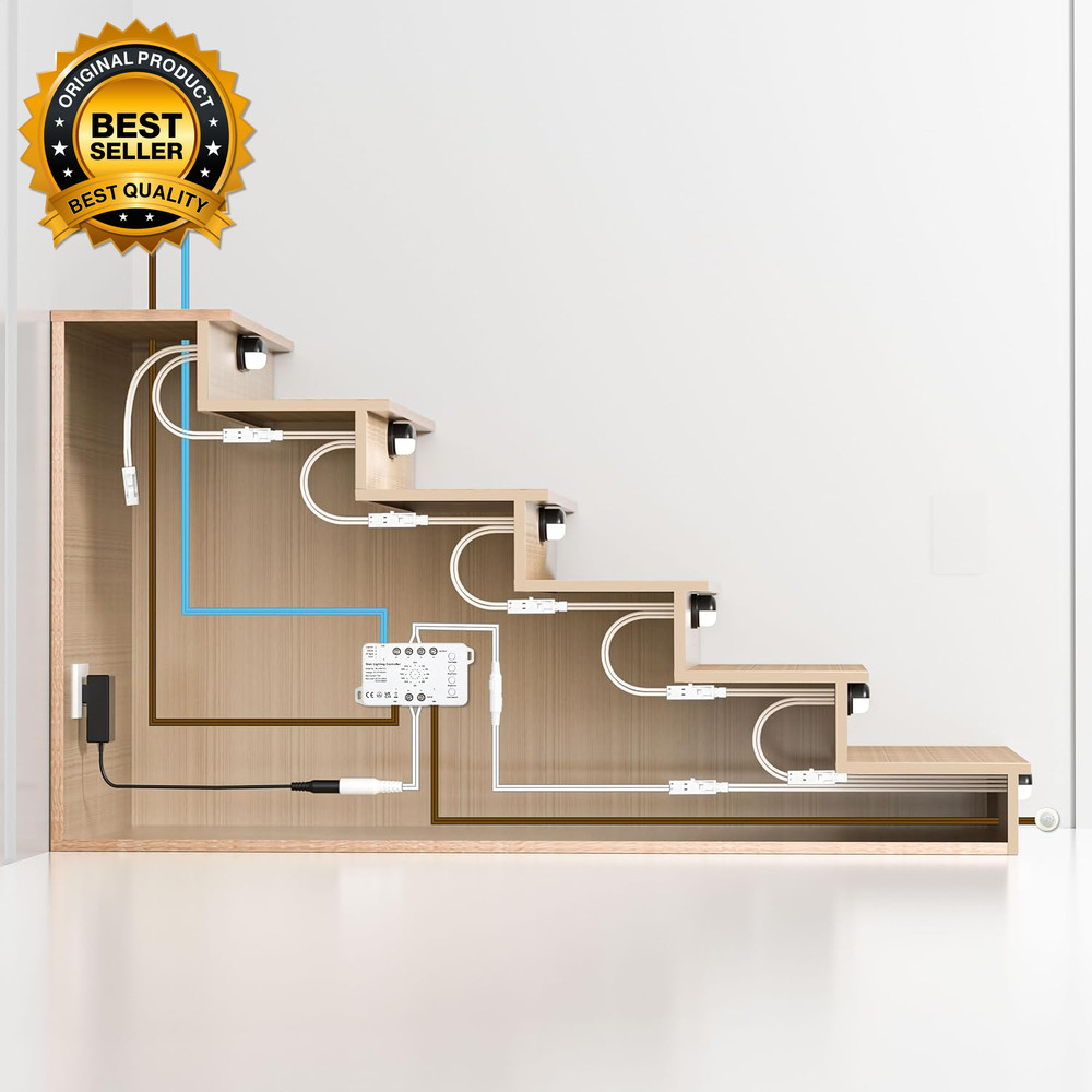 Motion-Triggered LED Stair Lighting Kit SSL-0516-B Dimmable Delay Lights off