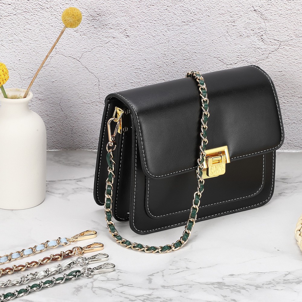 Purse Strap, 24" Leather for Shoulder Strap (Silver, Silver)