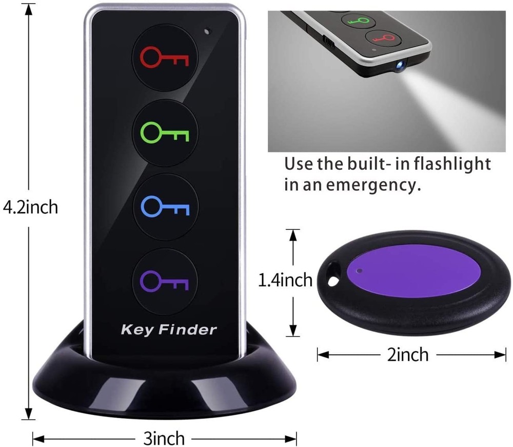 Key Finder, 80dB+ RF Item Locator Tags with 131ft. Working Range, Wireless Re...