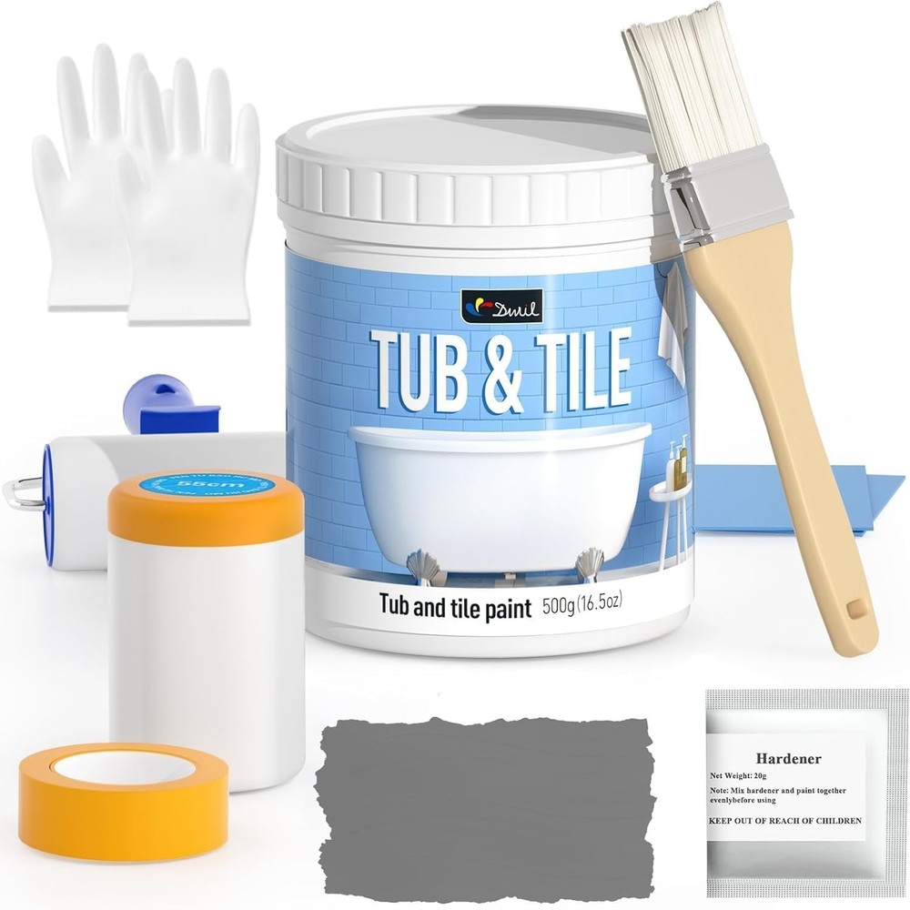 Versatile Water-Based Tile Paint and Refinishing Kit for Easy Bathroom Updates