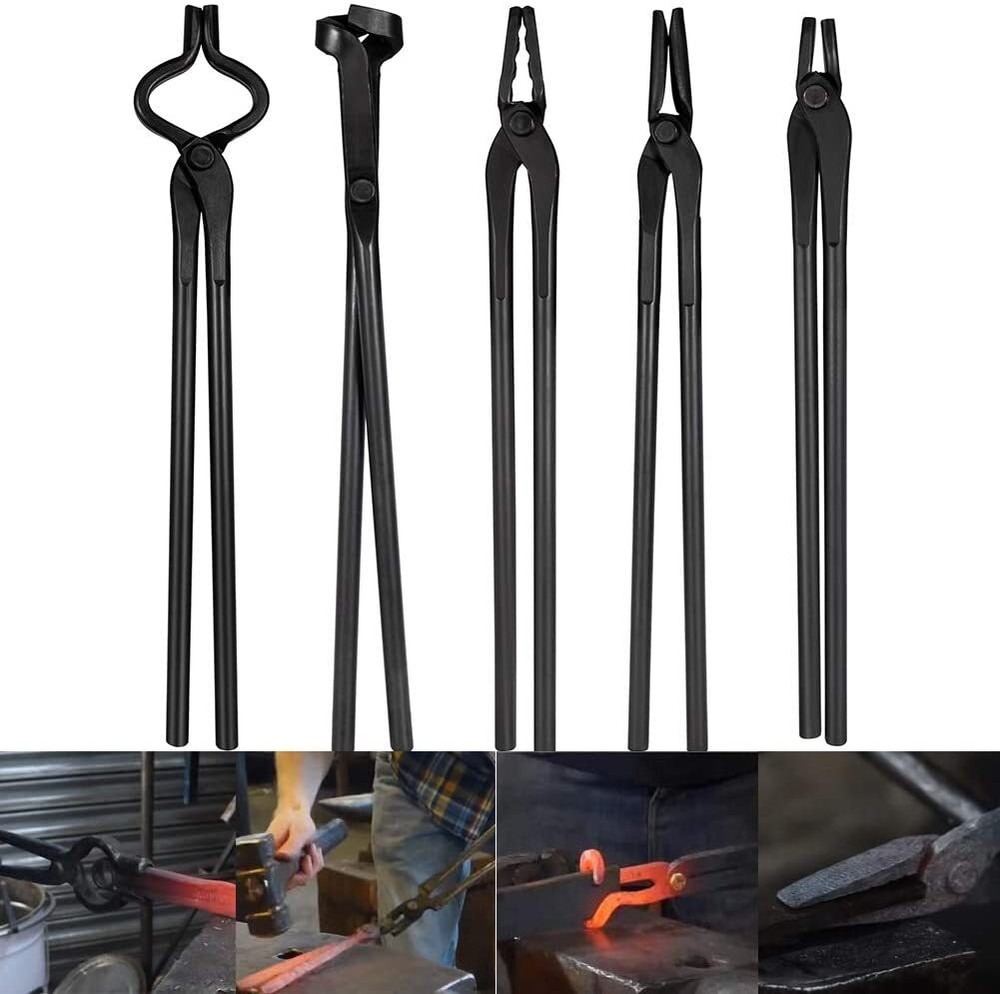 Universal Knife Making Bolt Tongs Blacksmith Bladesmith Tool Set for Anvil Forge