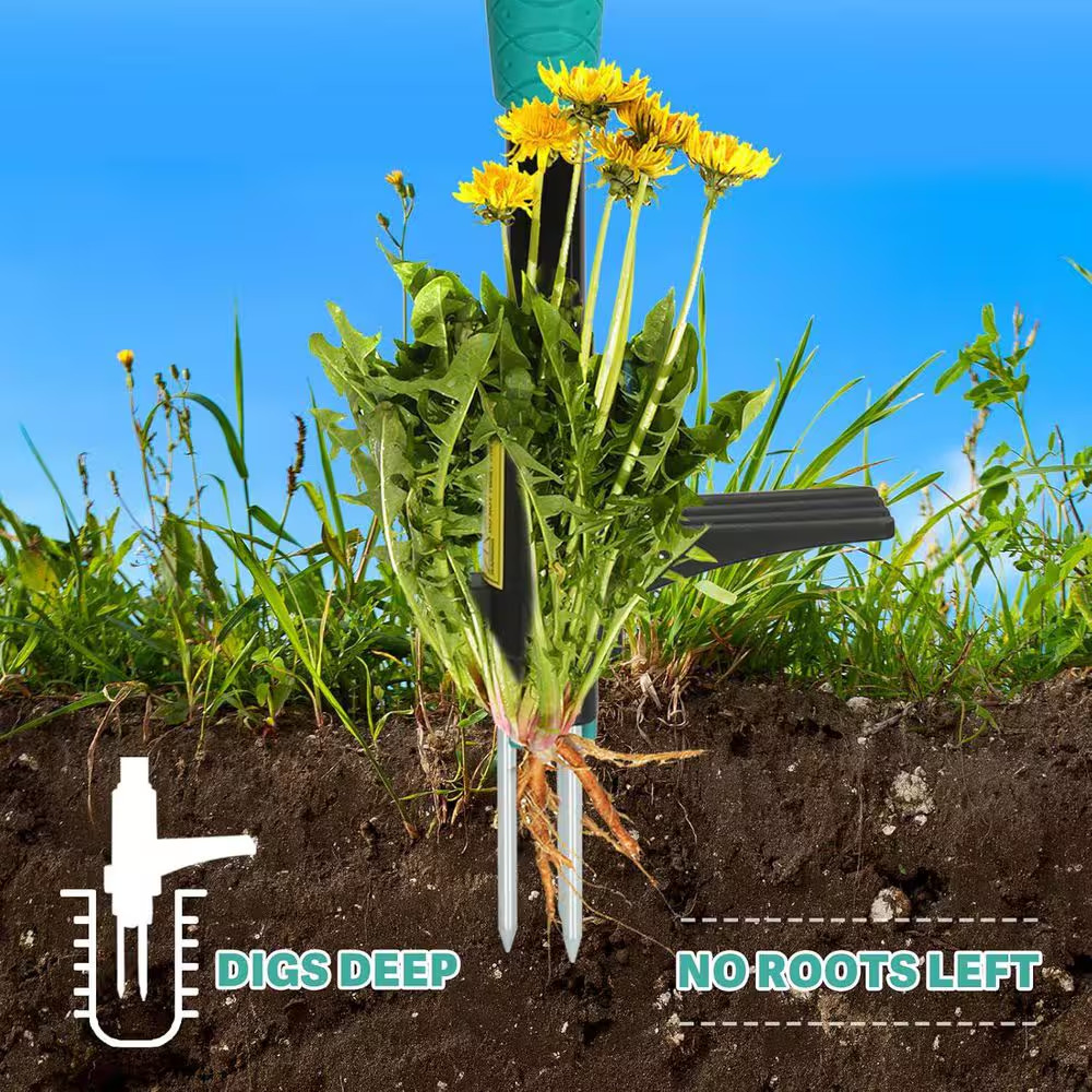 39 Weed Pulling Tool 3-Claw Detachable Long Handle Heavy Duty Stand up Weeder fo