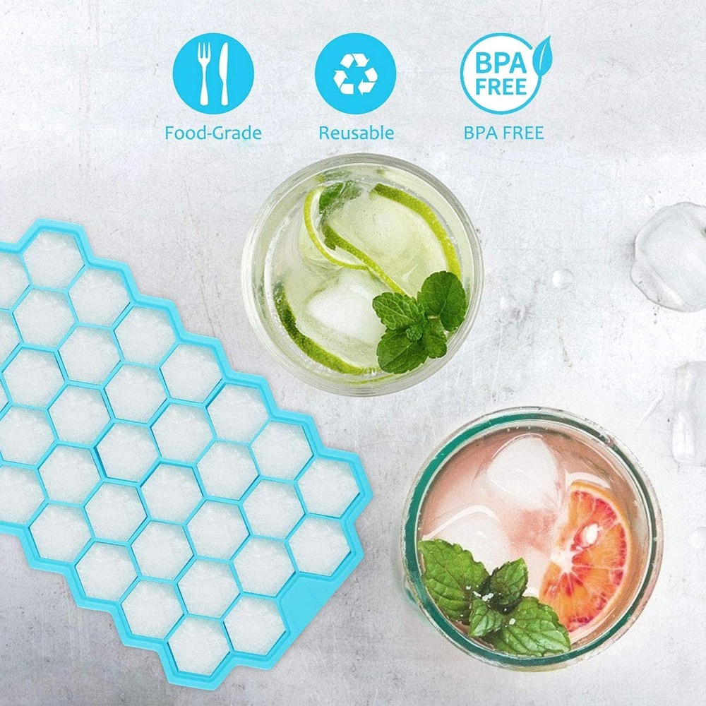 Ice Cube Trays with Lids 2 Pack Easy-Release Silicone and Flexible 74 Ice Cube