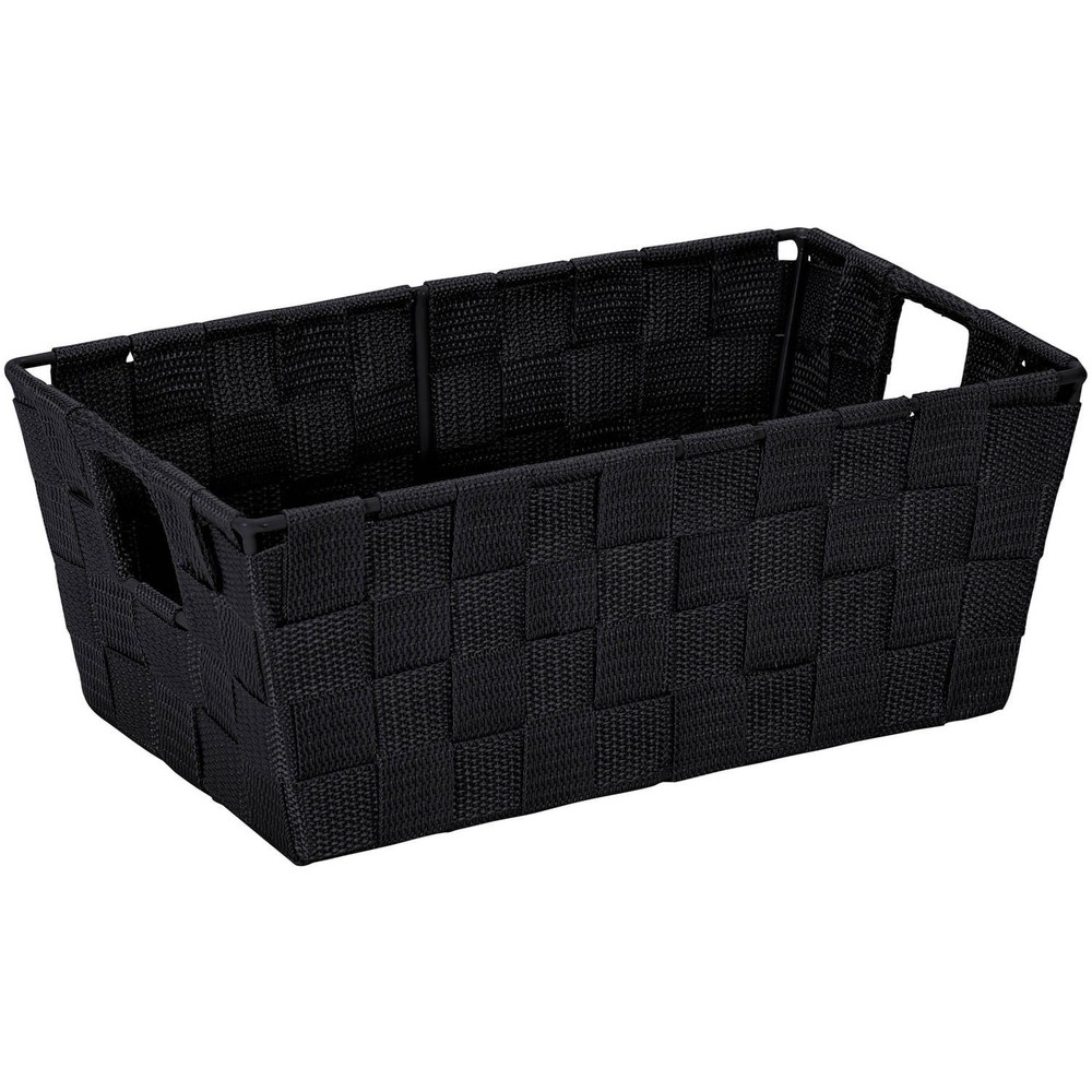 Simplify Small Woven Storage Shelf Bin, Black