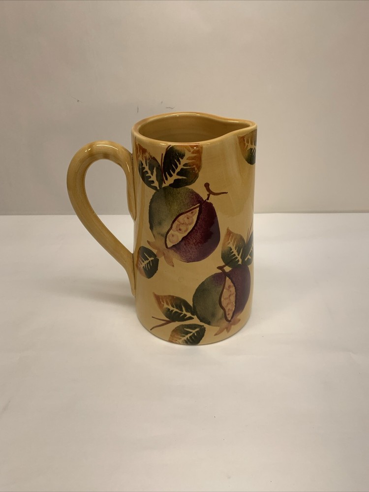 Pier 1 Fall Fruit Pitcher Italy Stoneware Handpainted 52 Oz