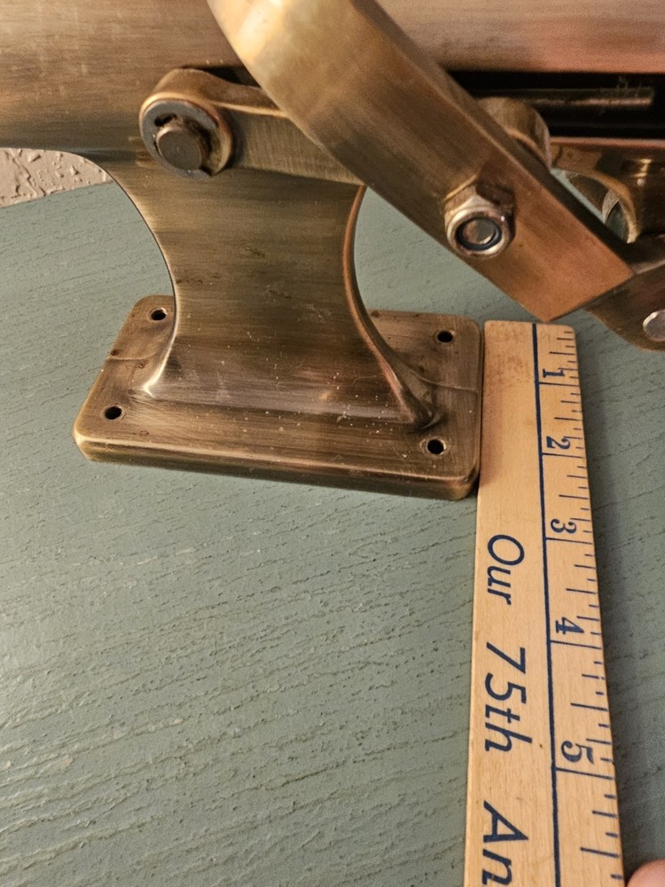 Vintage Solid Brass WallMounted CorkScrew, Lever Style W/Turned Wood Handle-Very