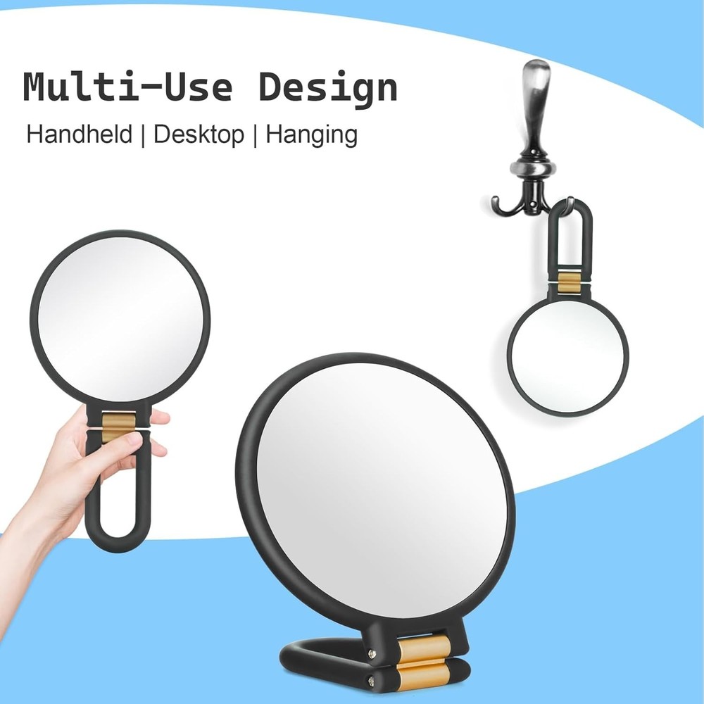 Double-Sided Magnifying Travel Mirror with 30x Power & Adjustable Handle