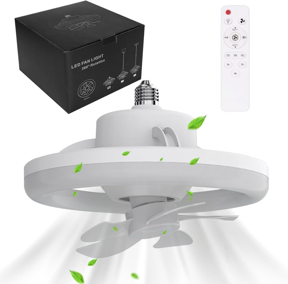 Socket Ceiling Fans With Lights And Remote- Socket Fan Light With Dimmable LED