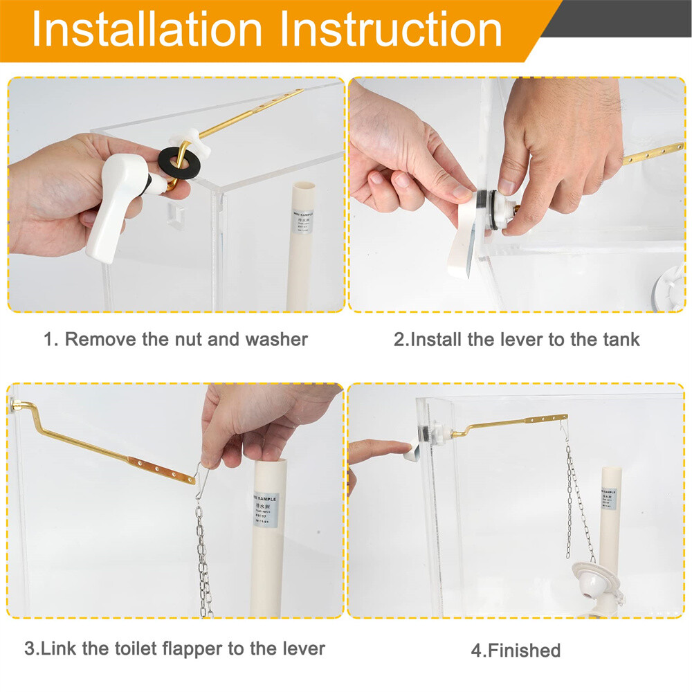 2Pack Universal Side Mount Toilet Handle Trip Lever Tank Flush Lever Replacement