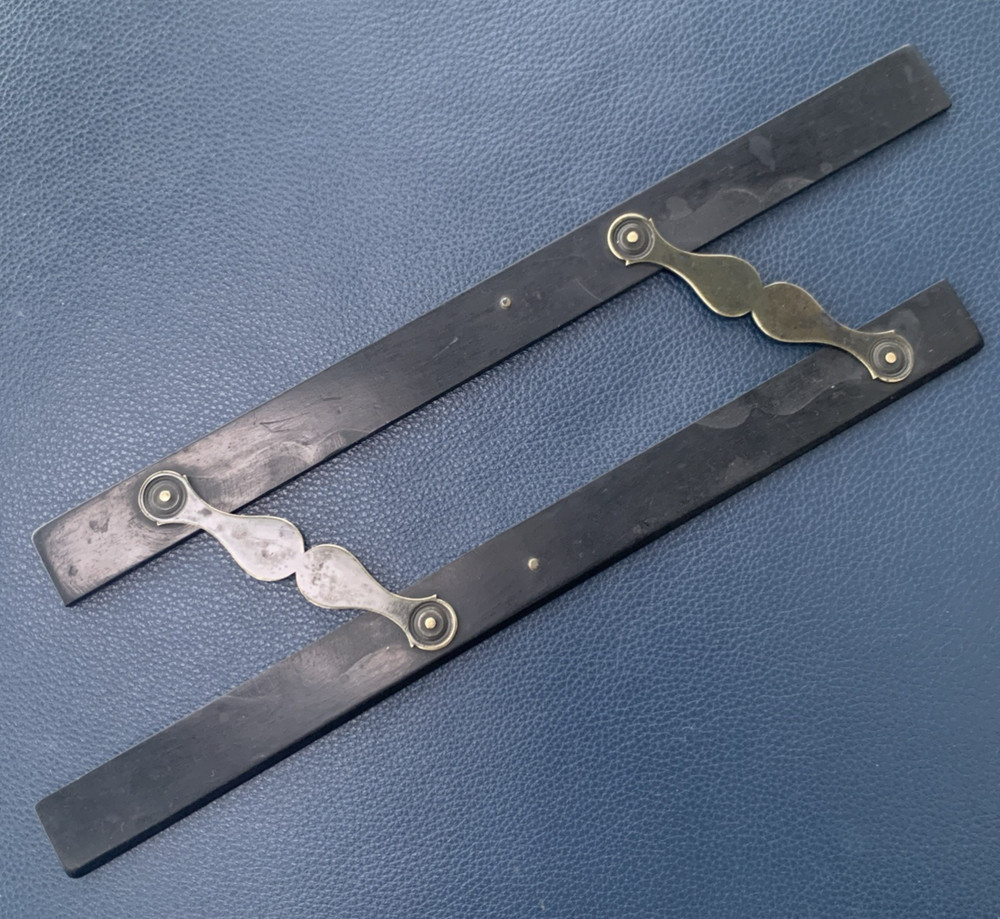 Antique Ebony & Brass Parallel Ruler Architectural Drafting / Nautical 12” Long