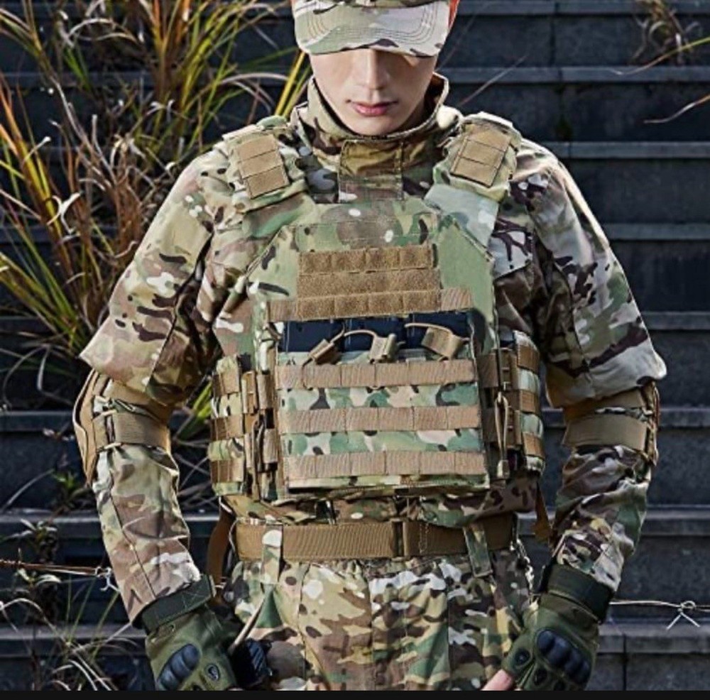 GLORYFIRE Plate Carrier Vest MOLLE Webbing Adjustable Breathable Camouflage