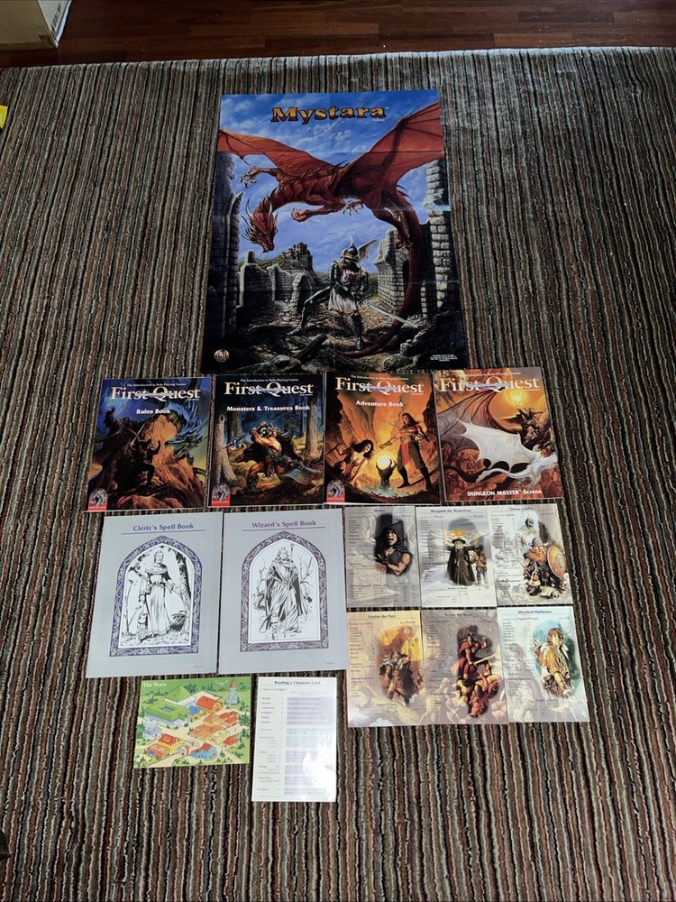 Dungeons & Dragons First Quest 2nd Edition Game BOOKS + DM Screen + Poster