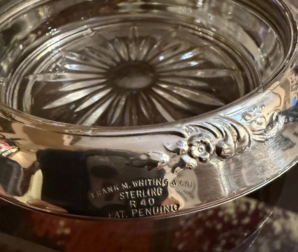 Vintage Silver & Cut Glass Coaster – 4" – Starburst Base