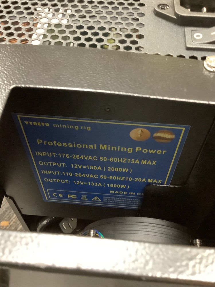 ETH BTC Mining Rig Case 8 GPU Ports Mining Frame W/ Mining Motherboard CPU RAM