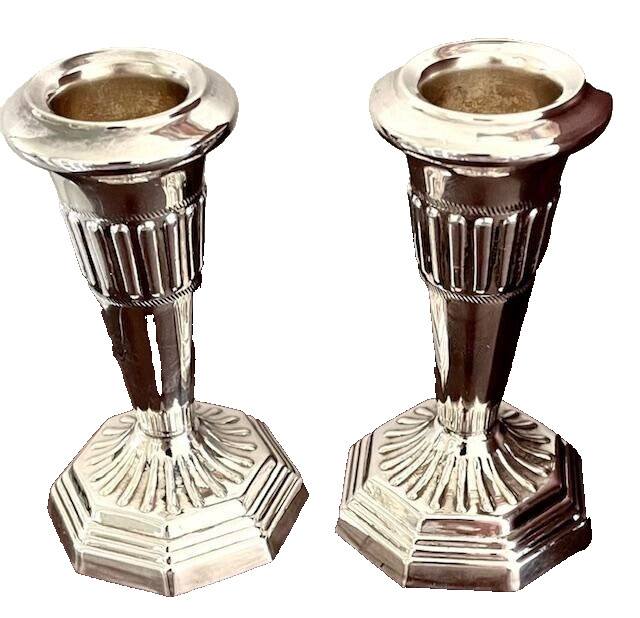 Sterling Silver Candle Sticks 3 1/2” Tall