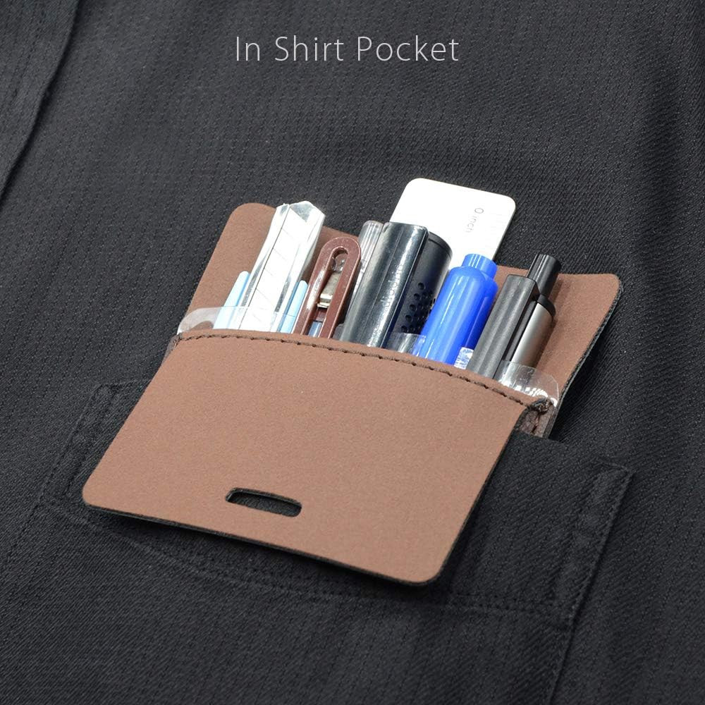 Leather Pocket Protector Pen Pouch Holder 2 Pack Shirt Jacket Tool Organizer