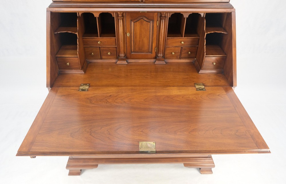 Henkel-Harris 2 Part Solid Wild Black Cherry Secretary Drop Front Desk Bookcase