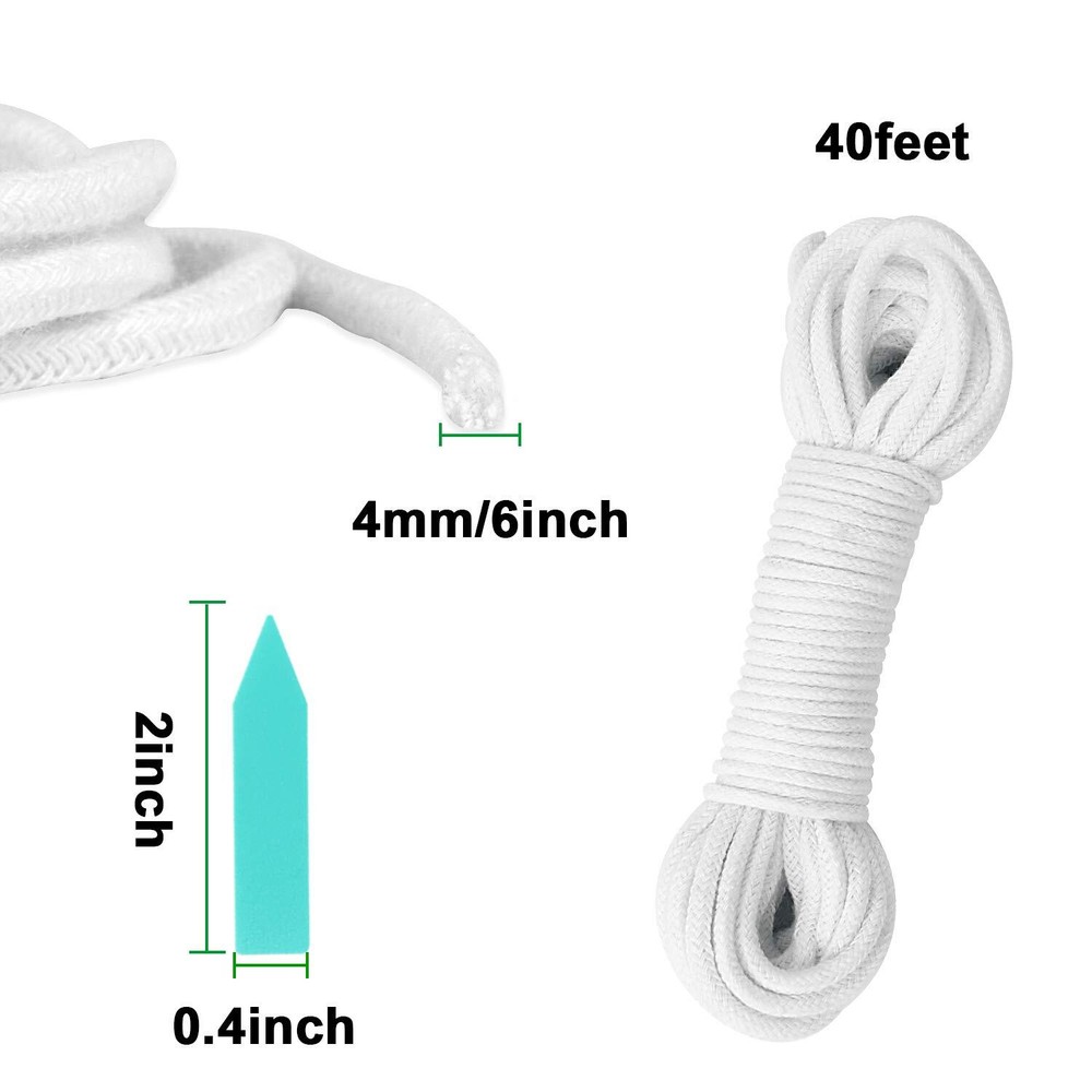 40Ft 1/6 Inch Self Watering Capillary Wick Cord Automatic Water System Device