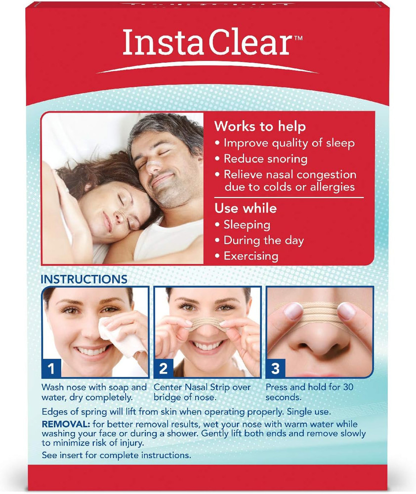 Instaclear Extra-Strength Nasal Strips, Tan 50 Ct | Works Instantly, Breathe Be