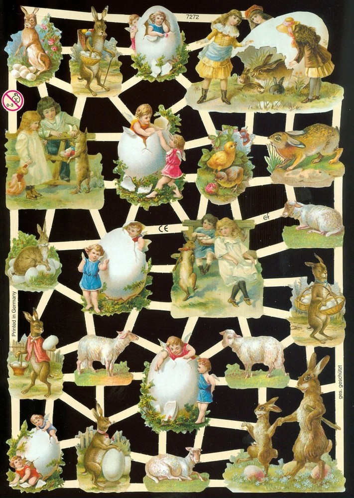 VICTORIAN STYLE DIE CUT PAPER SCRAPS EASTER THEME ef7272 GERMANY