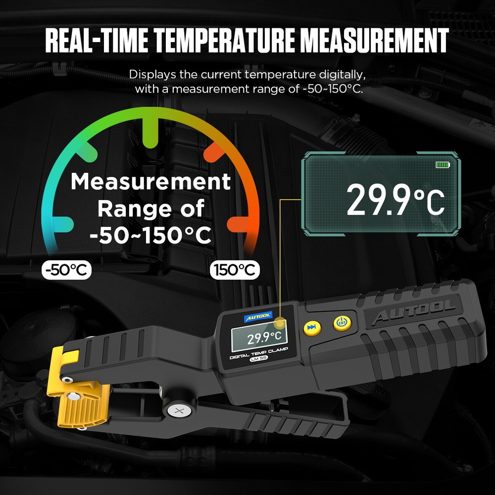 HVAC Refrigeration Temperature Probe Pipe Clamp Digital Thermometer - 4℉-302℉