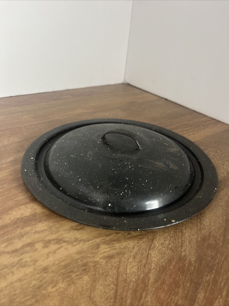 Vintage Enamelware Pot Lid 9.75” Wide
