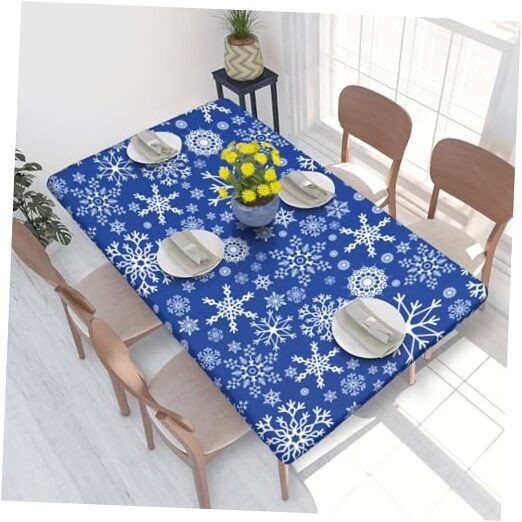 Winter Snowflakes Blue Rectangle 48" x 30" (Rectangular) Snowflakes (Blue)