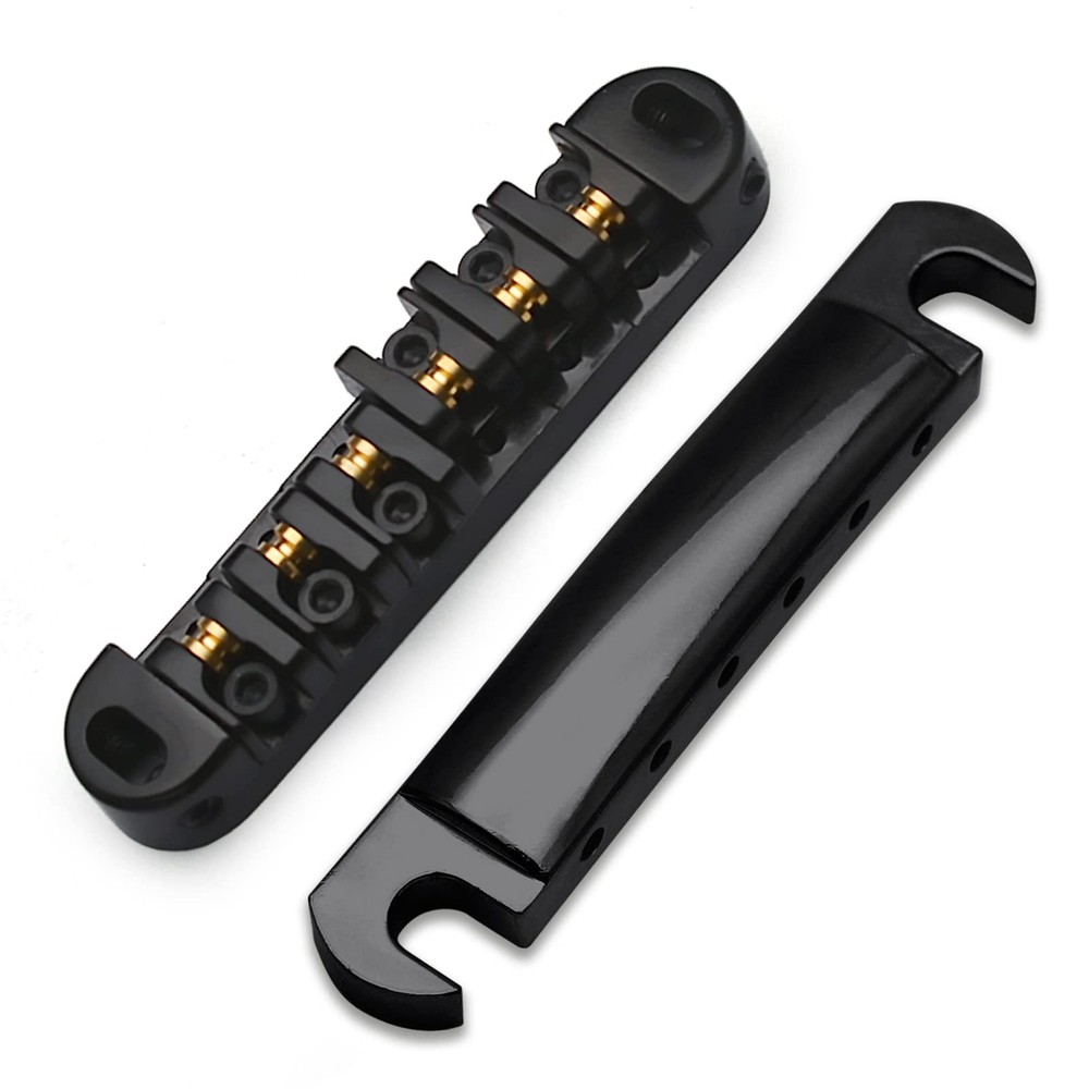 SAPHUE Adjustable Brass Roller Saddle Bridge ABR-1 Style Tune-o-matic black