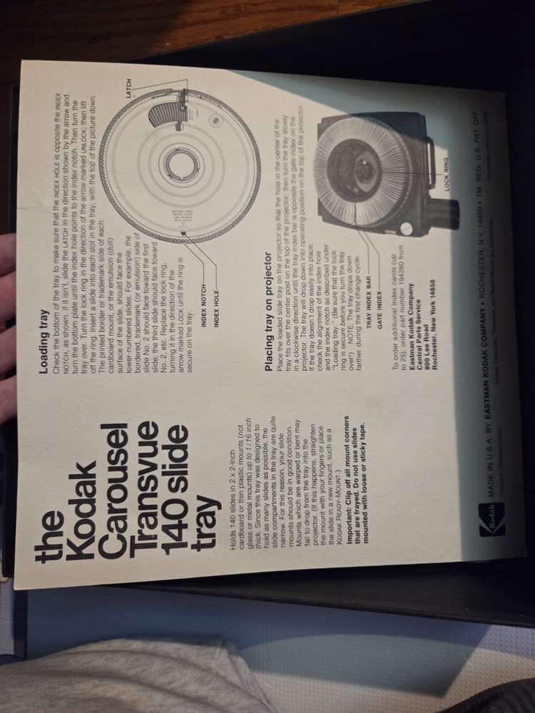 Kodak Carousel Transvue 140 Slide Tray