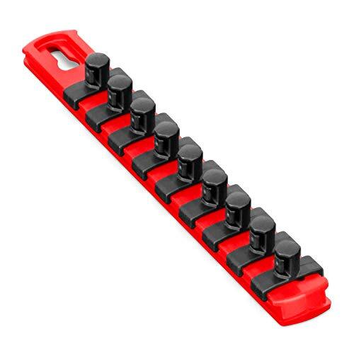 Ernst 8411 8 Socket Organizer and 9 Socket Clips - Red - 3/8