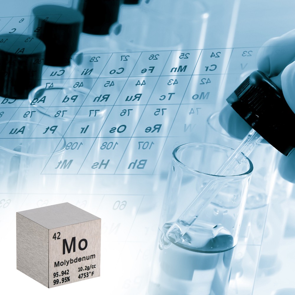 Molybdenum Cube Metal Element High Density Block Pure Periodic Element, 1 Inch