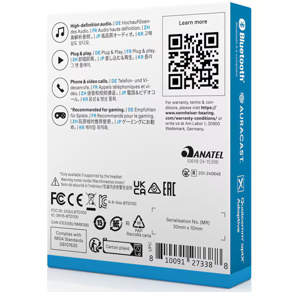 SENNHEISER Bluetooth USB Adapter BTD-700 US