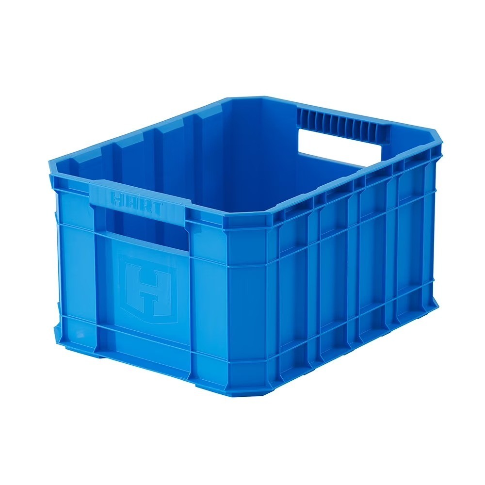 Stackable Plastic Storage Crate 8.5 Gallon Blue Heavy Duty Utility Box Container