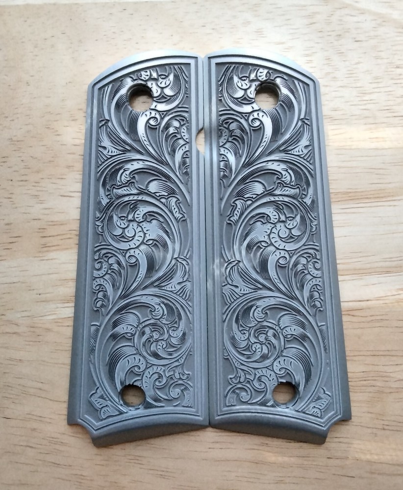 Custom Deep Engraved 1911 full size aluminum grips