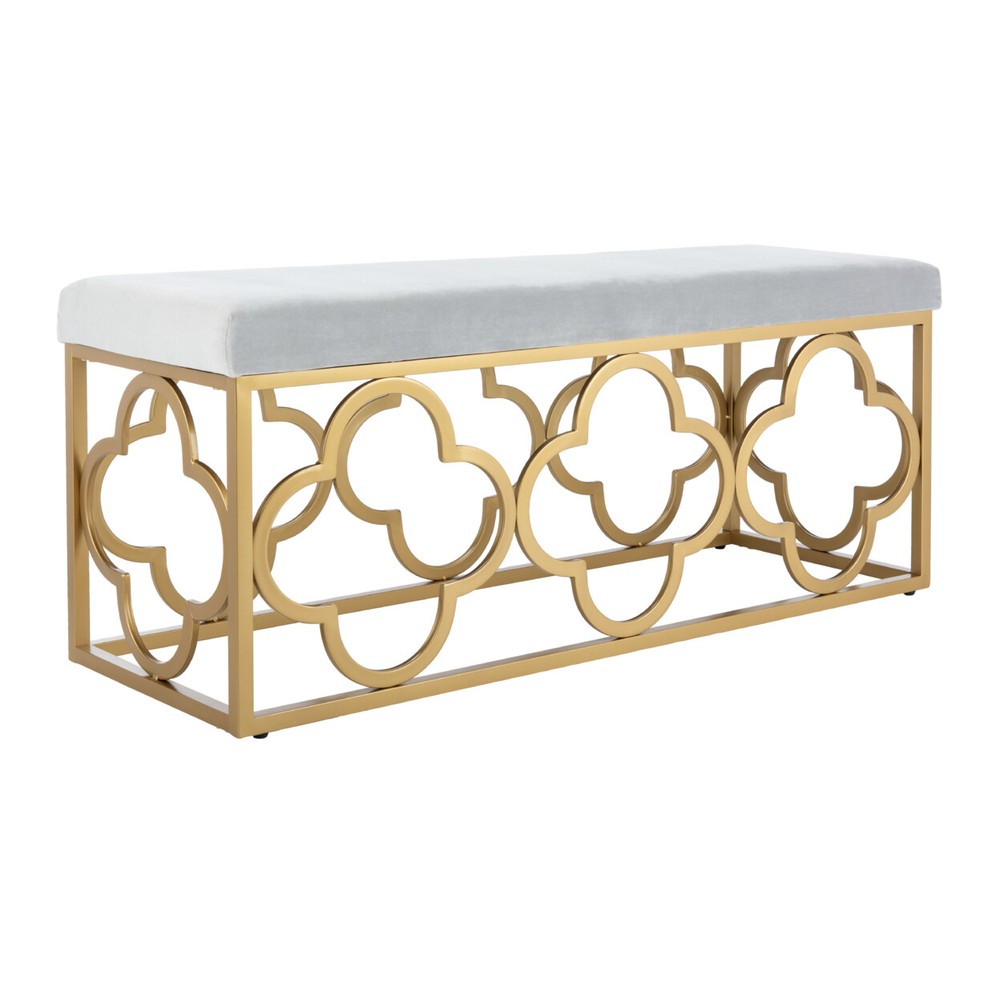 SAFAVIEH Fleur Rectangle Bench | Grey / Gold |
