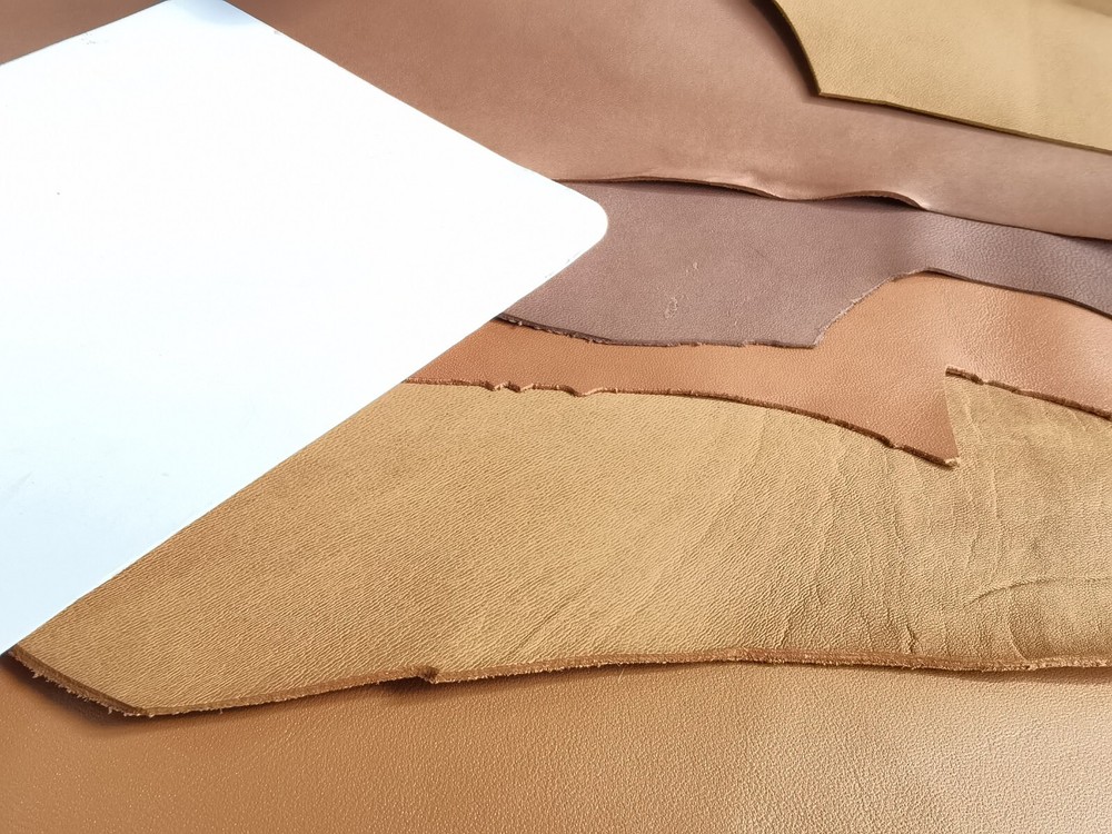 BROWNS khaki soft genuine leather real goatskin hide